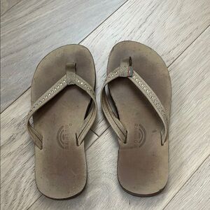 Youth Leather Rainbow Flip Flop Sandals size 2-3